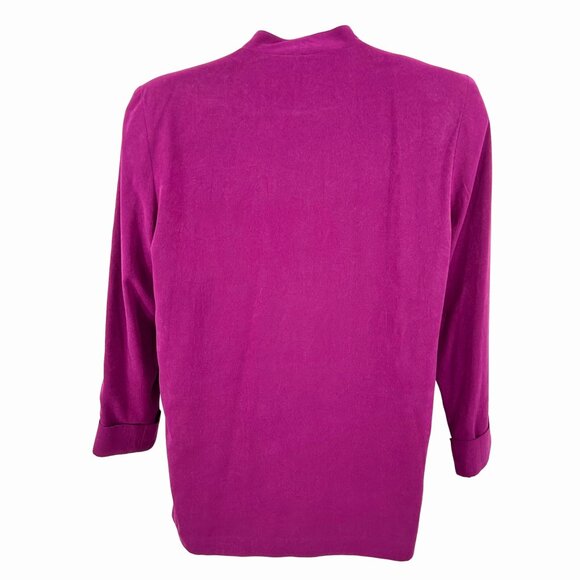 VTG CITY GIRL SPORT FUCHSIA EMBELLISHED CUFFED SLV 80'S OPEN FRONT BLAZER JACKET - Picture 3 of 5